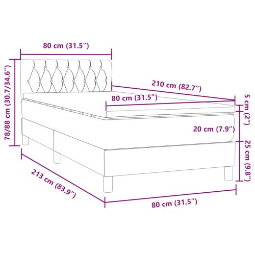 Box Spring легло с матрак Тъмнозелено 80x210 cm Кадифе