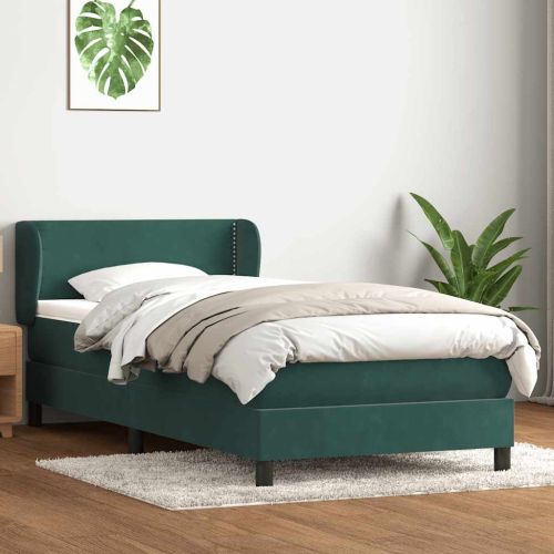 Box Spring легло с матрак Тъмнозелено 80x210 cm Кадифе