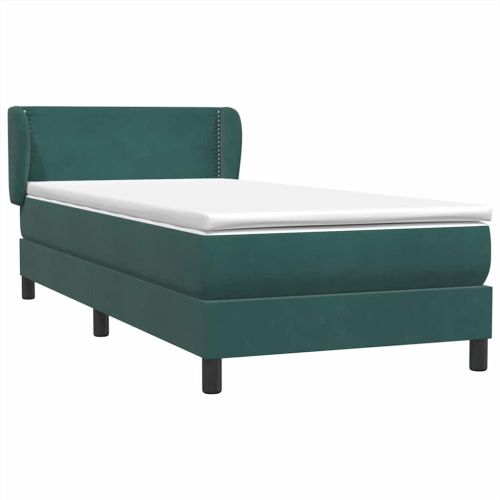 Box Spring легло с матрак Тъмнозелено 80x210 cm Кадифе