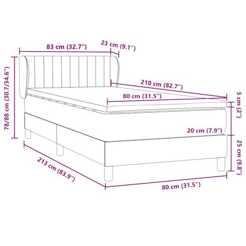 Box Spring легло с матрак Тъмнозелено 80x210 cm Кадифе