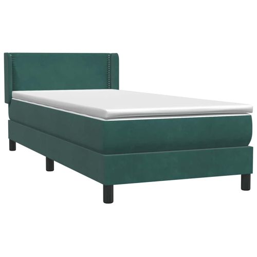 Box Spring легло с матрак Тъмнозелено 80x210 cm Кадифе