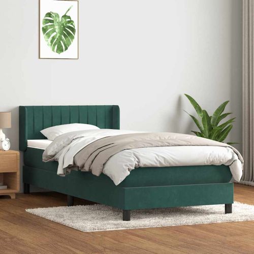Box Spring легло с матрак Тъмнозелено 80x210 cm Кадифе
