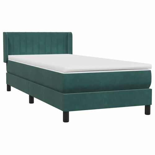 Box Spring легло с матрак Тъмнозелено 80x210 cm Кадифе