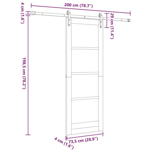 Преплъзваща се врата Бял и черен 73,5 x 198,5 см