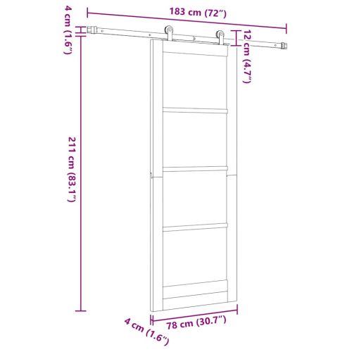 Преплъзваща се врата Бяло 78 x 211 см Солидно борово дърво