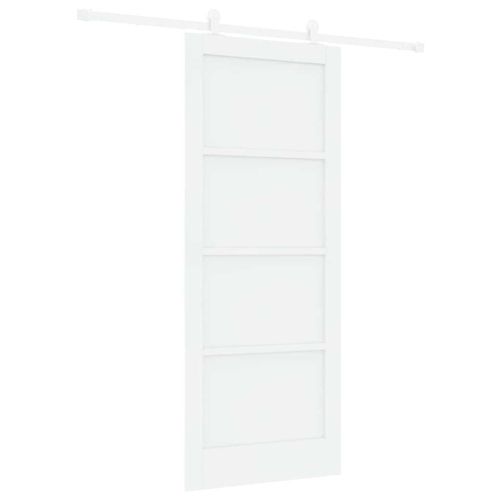 Преплъзваща се врата Бяло 83 x 202 см Солидно борово дърво