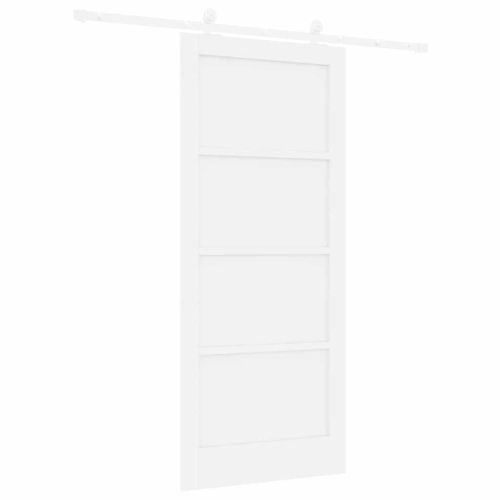 Преплъзваща се врата Бяло 86 x 198,5 см Солидно борово дърво
