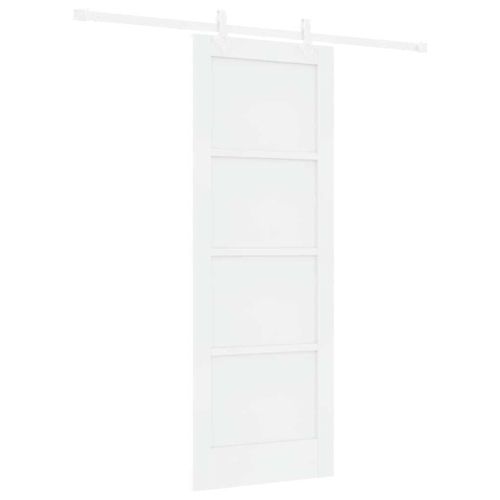 Преплъзваща се врата Бяло 73,5 x 198,5 см Солидно борово дърво
