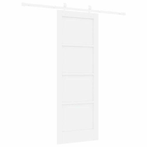 Преплъзваща се врата Бяло 73,5 x 198,5 см Солидно борово дърво