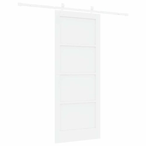 Преплъзваща се врата Бяло 83 x 202 см Солидно борово дърво