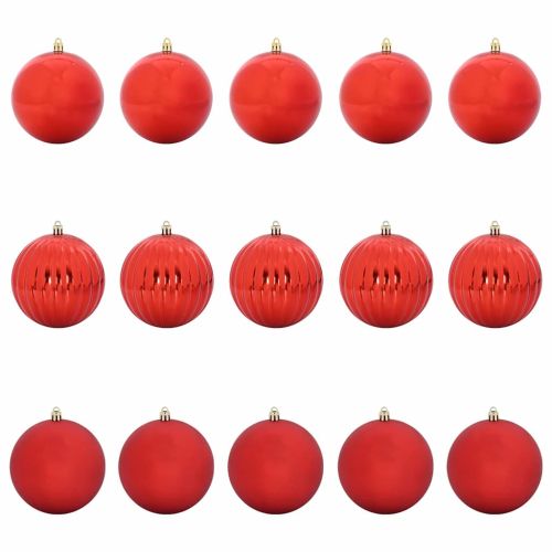 Комплект коледни топки XL 15 pcs Червено Пластмаса