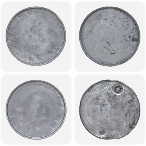 Маса за кафе, смесено рециклирано дърво, 60x45 cм, сребрист