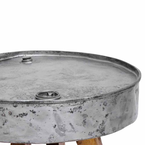 Маса за кафе, смесено рециклирано дърво, 60x45 cм, сребрист