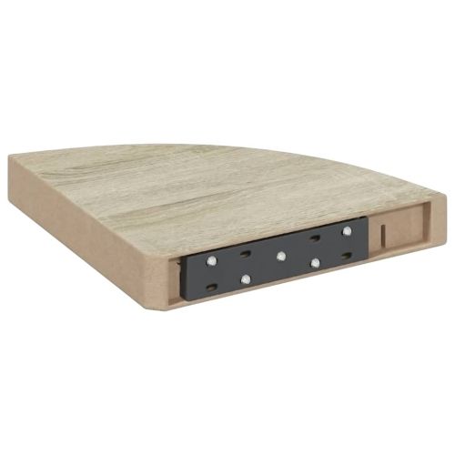 Стенни ъглови рафтове, 2 бр, дъб и бяло, 25x25x3,8 см, МДФ