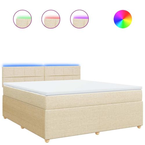 Боксспринг легло с матрак, кремава, 180x200 см, плат