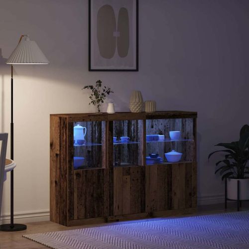 LED конзолна маса Старо дърво 142,5 x 37 x 100 см