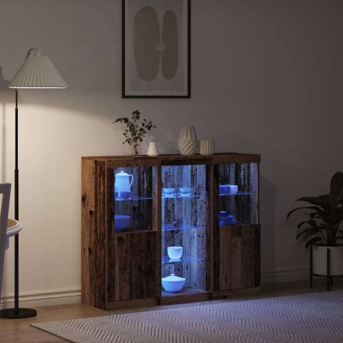 LED конзолна маса Старо дърво 123 x 37 x 100 см Инженерно дърво