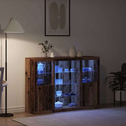 LED конзолна маса Старо дърво 142,5 x 37 x 100 см