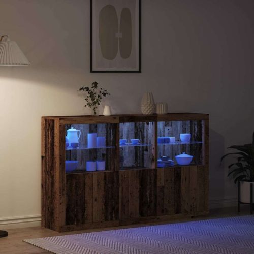 LED конзолна маса Старо дърво 162 x 37 x 100 см Инженерно дърво