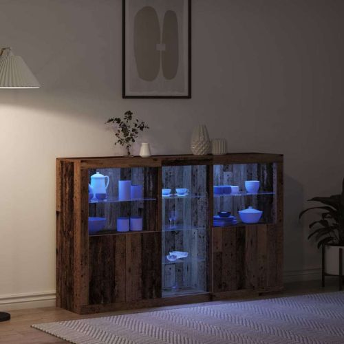 LED конзолна маса Старо дърво 162 x 37 x 100 см Инженерно дърво