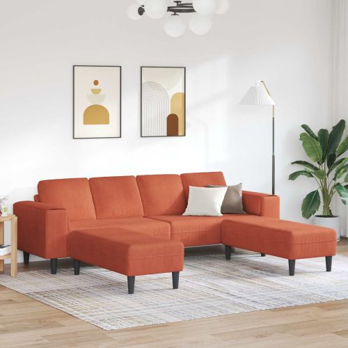 Диван Червено оранжево 250 x 188 x 76 см Кордюрова тъкан