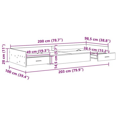 Рамка за легло Сонома дъб 100 x 200 cm Инженерно дърво