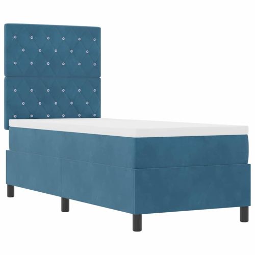 Легло с пружинирана основа Тъмен син 80 x 200 cm текстил