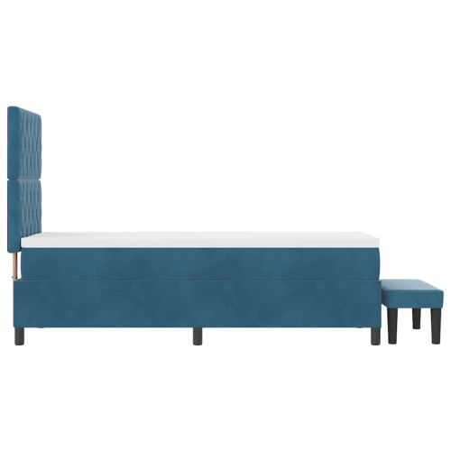 Легло с пружинирана основа Тъмносиньо 80 x 200 cm Кадифе