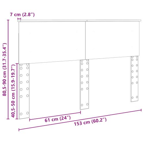 Облегалка за глава с таблото Бяло 150 cm Инженерно дърво