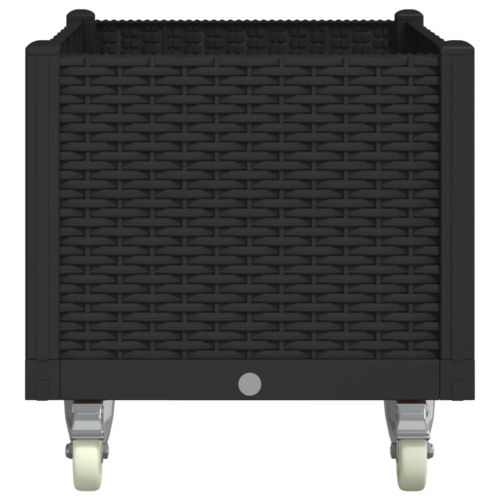 Градинска кашпа с колелца, черна, 80x50x54 см, PP