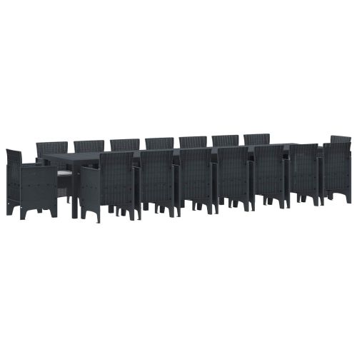 Градински комплект за хранене с възглавници 17 pcs Антрацит ПП