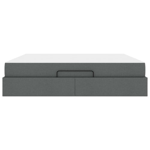 Рамка за легло с матрак с матрак 2 pcs Тъмен сив текстил
