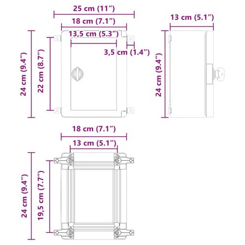 Контролен шкаф Сив 47 x 20 x 60 см ABS пластмаса