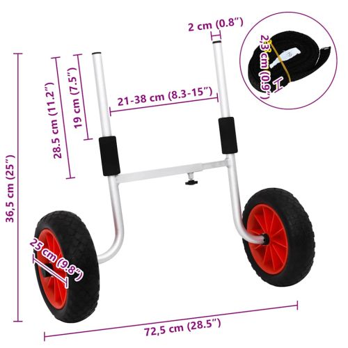 Количка за каяк, 90 кг, алуминий