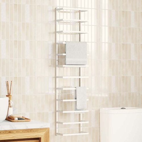 Поставка за кърпи, бяла, 24x12x96 см, стомана