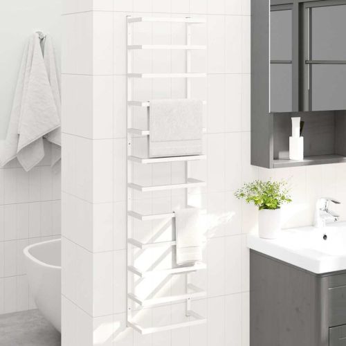 Поставка за кърпи, бяла, 24x12x96 см, стомана