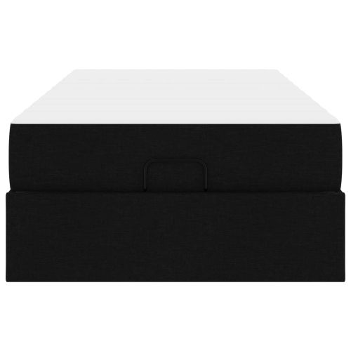 Рамка за легло с матрак с матрак 2 pcs Черно текстил