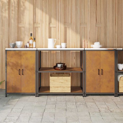 Комплект за кухненско съхранение с рафт с врата 3 pcs Ръждясало