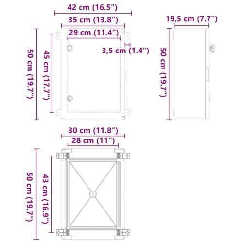 Контролен шкаф Сив 47 x 20 x 60 см ABS пластмаса