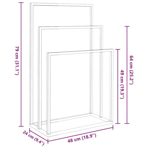Свободностояща поставка за кърпи, черна, 48x24x79 см, желязо