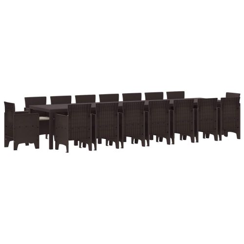 Градински комплект за хранене с възглавници 17 pcs Кафяво ПП