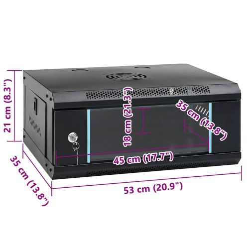 Мрежов кабинет със съхранение Черно 53 x 35 x 21 см Стомана