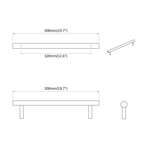 Дръжка 2 pcs Сребрист 500 mm Стомана