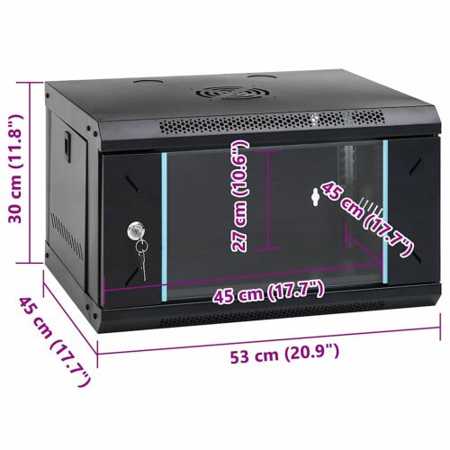 Мрежов кабинет със съхранение Черно 53 x 45 x 30 см Стомана