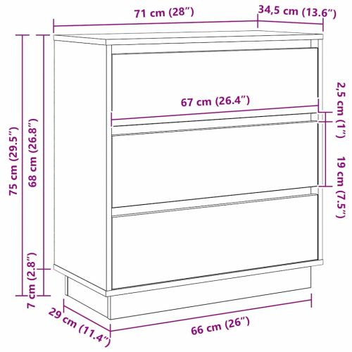 Нощен шкаф с чекмедже Бяло 71 x 34,5 x 75 см Инженерно дърво