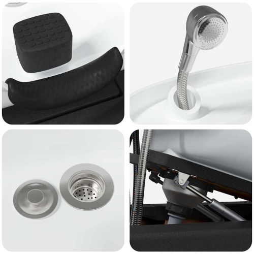 Шампоан стол Черен и бял 63 x 141 x 92 см ПВЦ