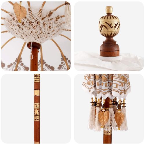 Балийски чадър с основа Крем 95 x 95 x 260 см