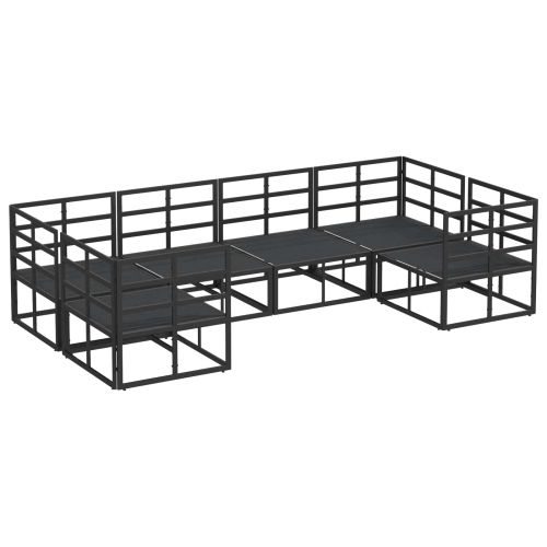 Градински Софа Комплект с възглавница 6 pcs Черно Алуминий