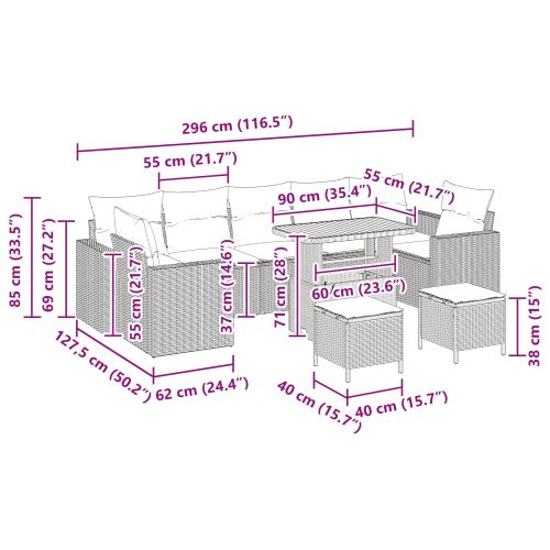 Градински Софа Комплект 10 pcs Черно полиратан