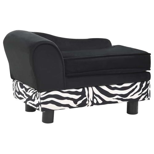 Кучешки диван, черен, 57x34x36 см, плюш